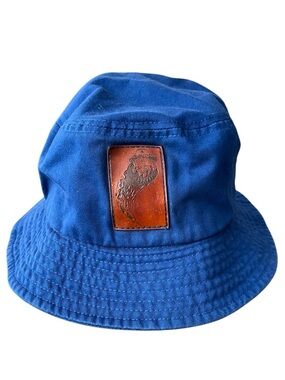 Sportsman Blue Bucket Hat with a map patch